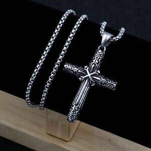 Bakod Jewelry Vintage Cross Pendant for Women & Men Punk Style Casting Necklace